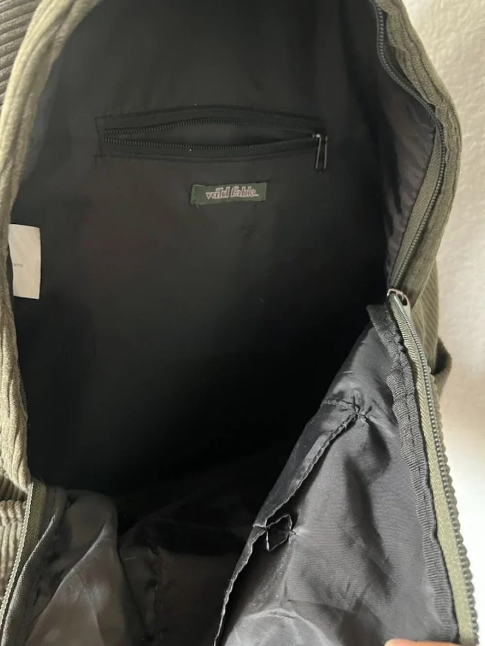 Wild Fable Corduroy Olive Green Casual Backpack School Bag